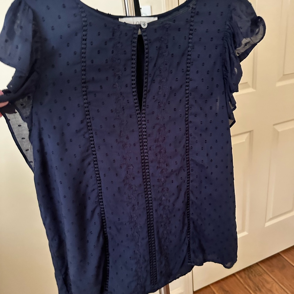 LOFT Midnight Blue Textured Blouse